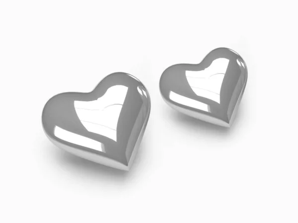 Metallic Valentine Heart Illustration Mockup Scene Isolated Background — Stock Photo, Image