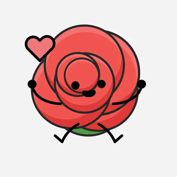 Vector Illustratie Van Flower Character Met Schattig Gezicht Eenvoudige Handen — Stockvector