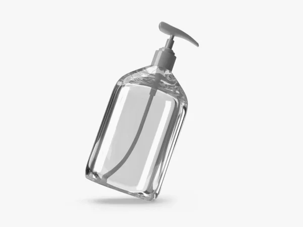 酒精凝胶泵瓶3D图片说明隔离背景下的模拟场景 — 图库照片