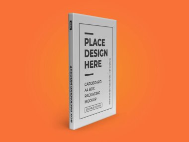 Thin A4 Box Packaging 3D illustration Mockup Scene on Isolated Background