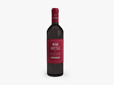 Wine Bottle 3D Illustration Mockup Scene on Isolated Background