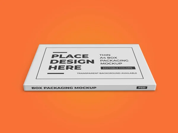 Thin Box Packaging Illustration Mockup Scene Isolated Background — 스톡 사진