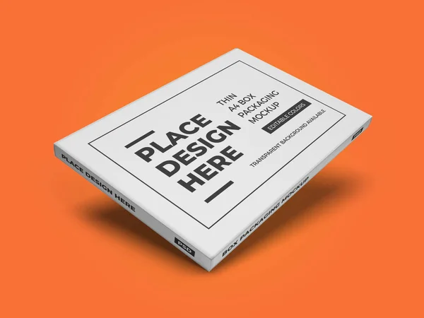 Dunne Box Verpakking Illustratie Mockup Scene Geïsoleerde Achtergrond — Stockfoto