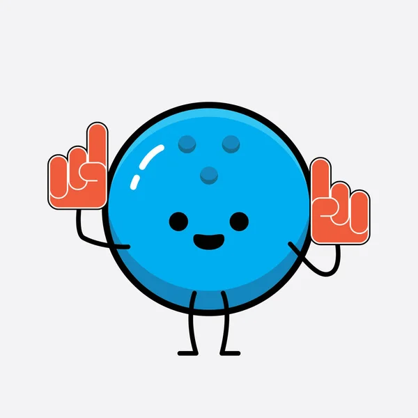 Vector Illustration Bowling Ball Character Cute Face Simple Body Line — Stock Vector