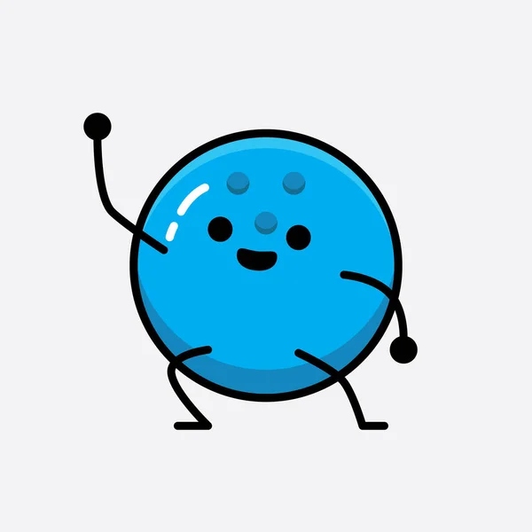 Vektor Illustration Bowling Ball Character Med Söt Ansikte Och Enkel — Stock vektor