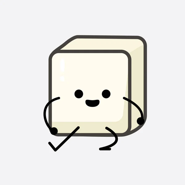 Εικονογράφηση Διάνυσμα Του Χαρακτήρα Tofu Χαριτωμένο Πρόσωπο Και Απλό Σχέδιο — Διανυσματικό Αρχείο