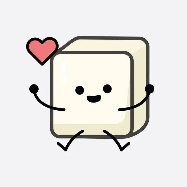 Εικονογράφηση Διάνυσμα Του Χαρακτήρα Tofu Χαριτωμένο Πρόσωπο Και Απλό Σχέδιο — Διανυσματικό Αρχείο