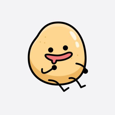 İzole edilmiş arkaplanda sevimli yüzü ve basit vücut çizgisi olan Patates Karakterinin Vektör İllüstrasyonu