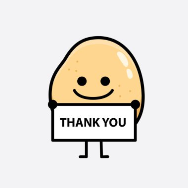 İzole edilmiş arkaplanda sevimli yüzü ve basit vücut çizgisi olan Patates Karakterinin Vektör İllüstrasyonu