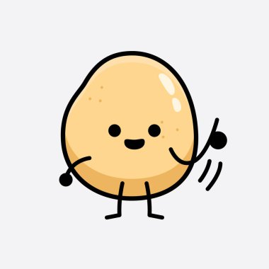 İzole edilmiş arkaplanda sevimli yüzü ve basit vücut çizgisi olan Patates Karakterinin Vektör İllüstrasyonu