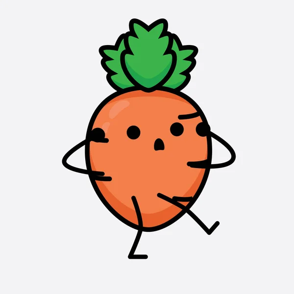 Ilustración Vectorial Del Carácter Zanahoria Con Cara Linda Dibujo Simple — Vector de stock