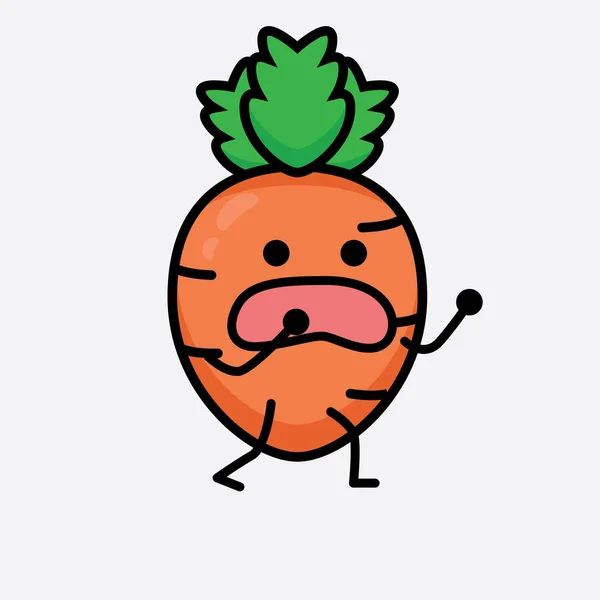 Ilustración Vectorial Del Carácter Zanahoria Con Cara Linda Dibujo Simple — Vector de stock