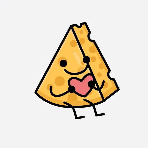 可愛い顔とシンプルなボディラインのチーズキャラクターのベクトルイラストが孤立した背景で描かれています — ストックベクタ