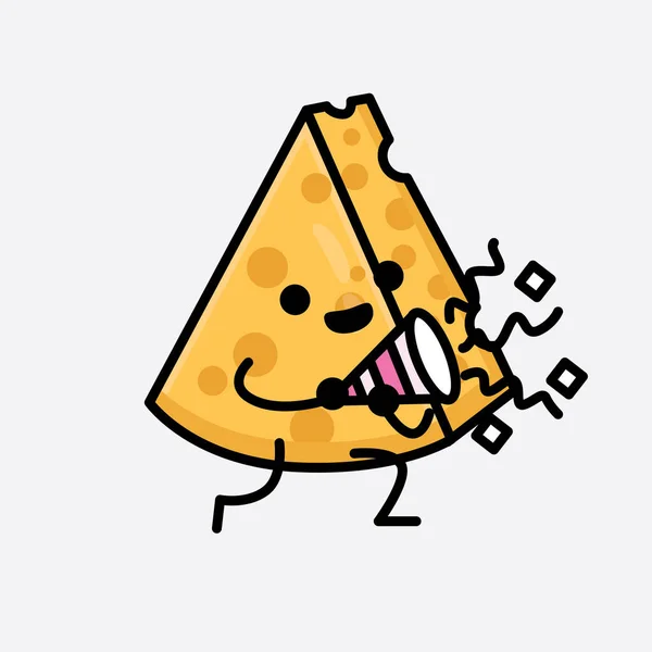 Ilustración Vectorial Del Carácter Del Queso Con Cara Linda Dibujo — Archivo Imágenes Vectoriales