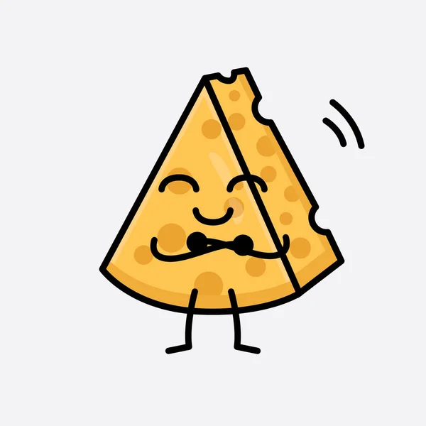 Ilustración Vectorial Del Carácter Del Queso Con Cara Linda Dibujo — Vector de stock