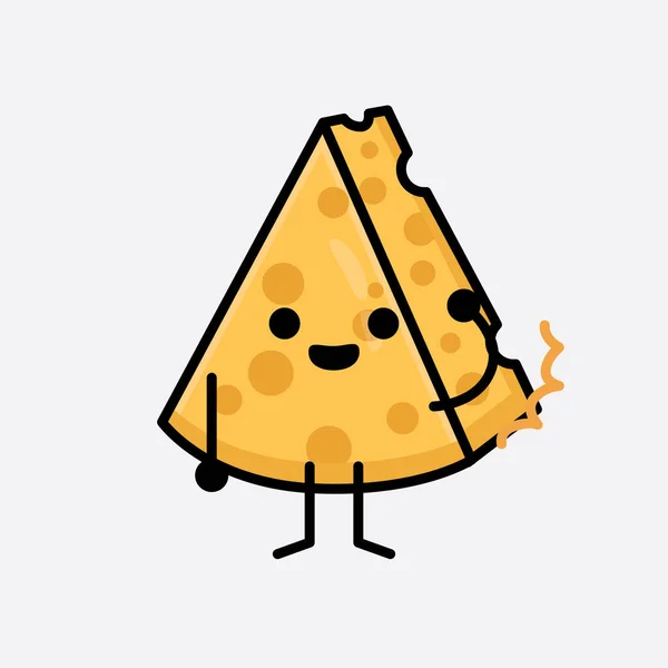 Ilustración Vectorial Del Carácter Del Queso Con Cara Linda Dibujo — Archivo Imágenes Vectoriales