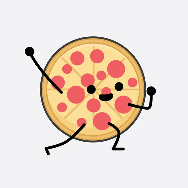 Ilustração Vetorial Personagem Pizza Com Rosto Bonito Desenho Linha Corpo —  Vetores de Stock