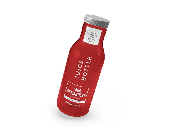 Glazen Juice Bottle Illustratie Mockup Scene Geïsoleerde Achtergrond — Stockfoto