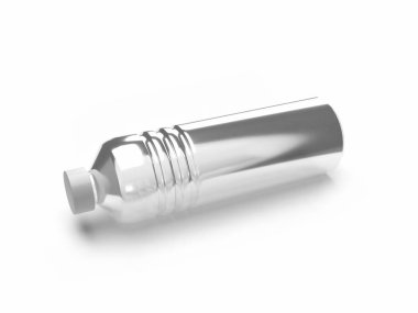 Şeffaf Su Şişesi 3D Görüntü İzole Arkaplan Sahnesi