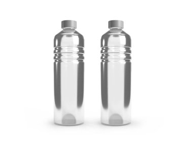 Şeffaf Su Şişesi 3D Görüntü İzole Arkaplan Sahnesi