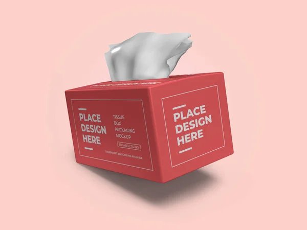 Tissue Box Packaging Illustration Mockup Szene Auf Isoliertem Hintergrund — Stockfoto