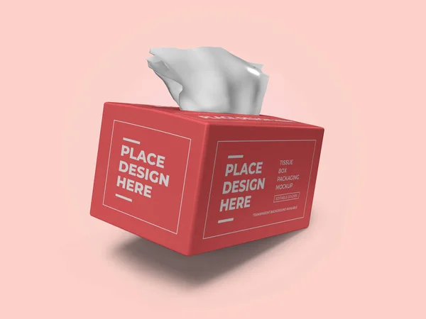 Tissue Box Packaging Illustration Mockup Szene Auf Isoliertem Hintergrund — Stockfoto