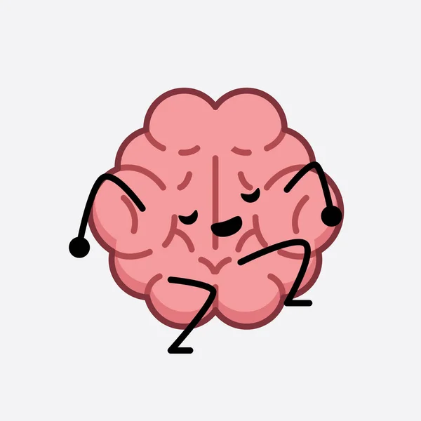 脳のベクトルイラスト かわいい顔とシンプルなボディラインが描かれています — ストックベクタ