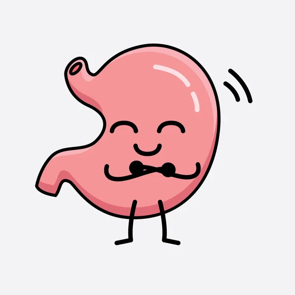 独立した背景に可愛い顔とシンプルなボディラインの描かれた胃のキャラクターのベクトルイラスト — ストックベクタ
