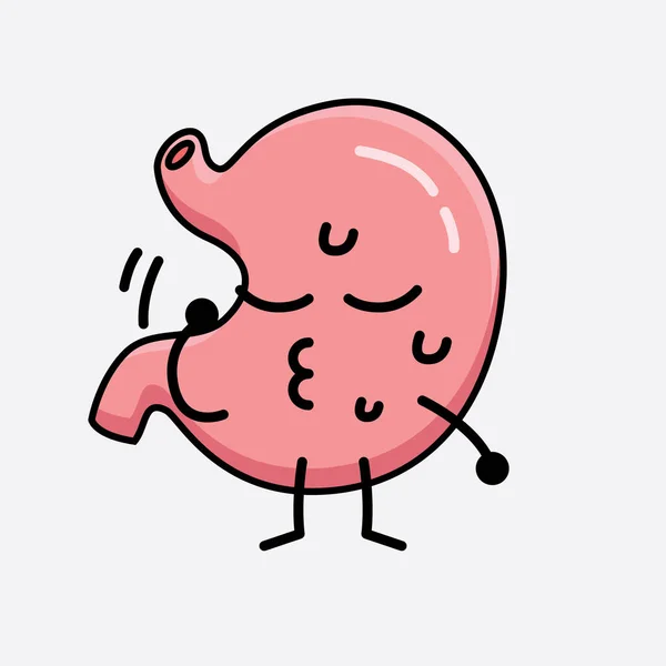 独立した背景に可愛い顔とシンプルなボディラインの描かれた胃のキャラクターのベクトルイラスト — ストックベクタ