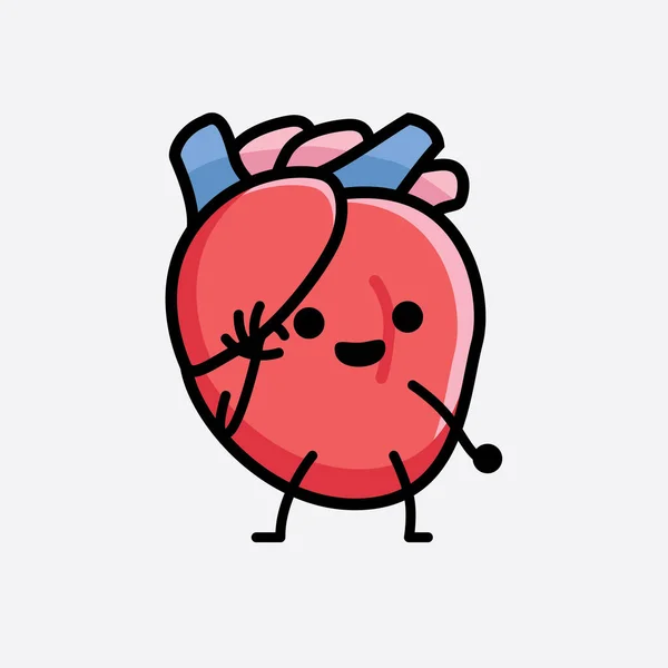 Illustration Vectorielle Personnage Organe Coeur Avec Visage Mignon Dessin Simple — Image vectorielle