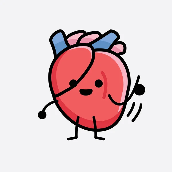 Διάνυσμα Εικονογράφηση Της Καρδιάς Όργανο Χαρακτήρας Χαριτωμένο Πρόσωπο Και Απλό — Διανυσματικό Αρχείο