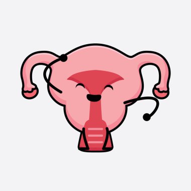 İzole edilmiş arkaplanda şirin yüzü ve basit vücut çizgisi olan Rahim Karakterinin Vektör İllüstrasyonu