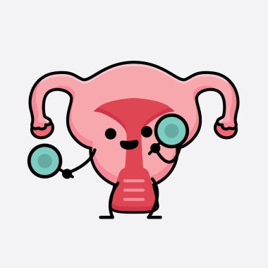 İzole edilmiş arkaplanda şirin yüzü ve basit vücut çizgisi olan Rahim Karakterinin Vektör İllüstrasyonu