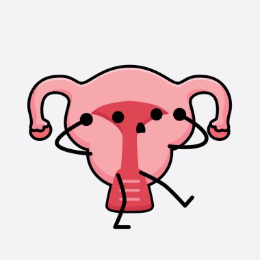 İzole edilmiş arkaplanda şirin yüzü ve basit vücut çizgisi olan Rahim Karakterinin Vektör İllüstrasyonu