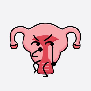 İzole edilmiş arkaplanda şirin yüzü ve basit vücut çizgisi olan Rahim Karakterinin Vektör İllüstrasyonu