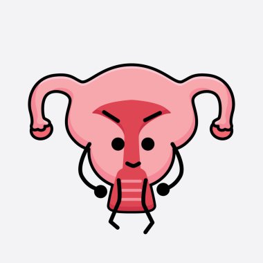 İzole edilmiş arkaplanda şirin yüzü ve basit vücut çizgisi olan Rahim Karakterinin Vektör İllüstrasyonu