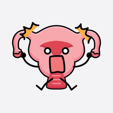 İzole edilmiş arkaplanda şirin yüzü ve basit vücut çizgisi olan Rahim Karakterinin Vektör İllüstrasyonu