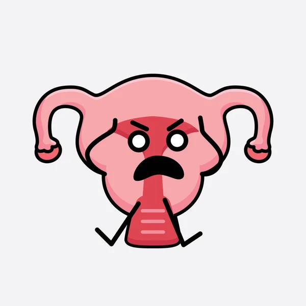 Vector Illustratie Van Uterus Karakter Met Schattig Gezicht Eenvoudige Body — Stockvector