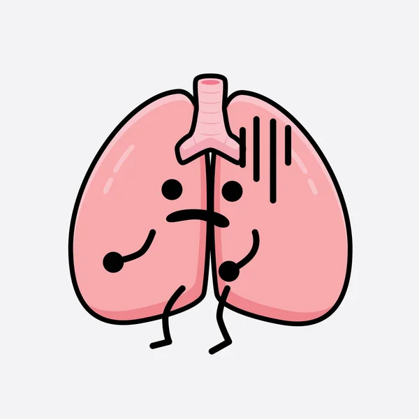 Illustration Vectorielle Caractère Des Poumons Avec Visage Mignon Dessin Simple — Image vectorielle