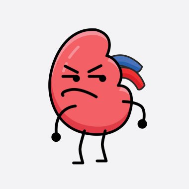 Böbrek Karakterinin güzel yüzü ve izole edilmiş arka planda basit bir vücut çizimi olan vektör illüstrasyonu