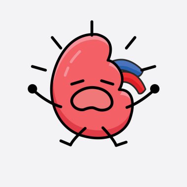 Böbrek Karakterinin güzel yüzü ve izole edilmiş arka planda basit bir vücut çizimi olan vektör illüstrasyonu