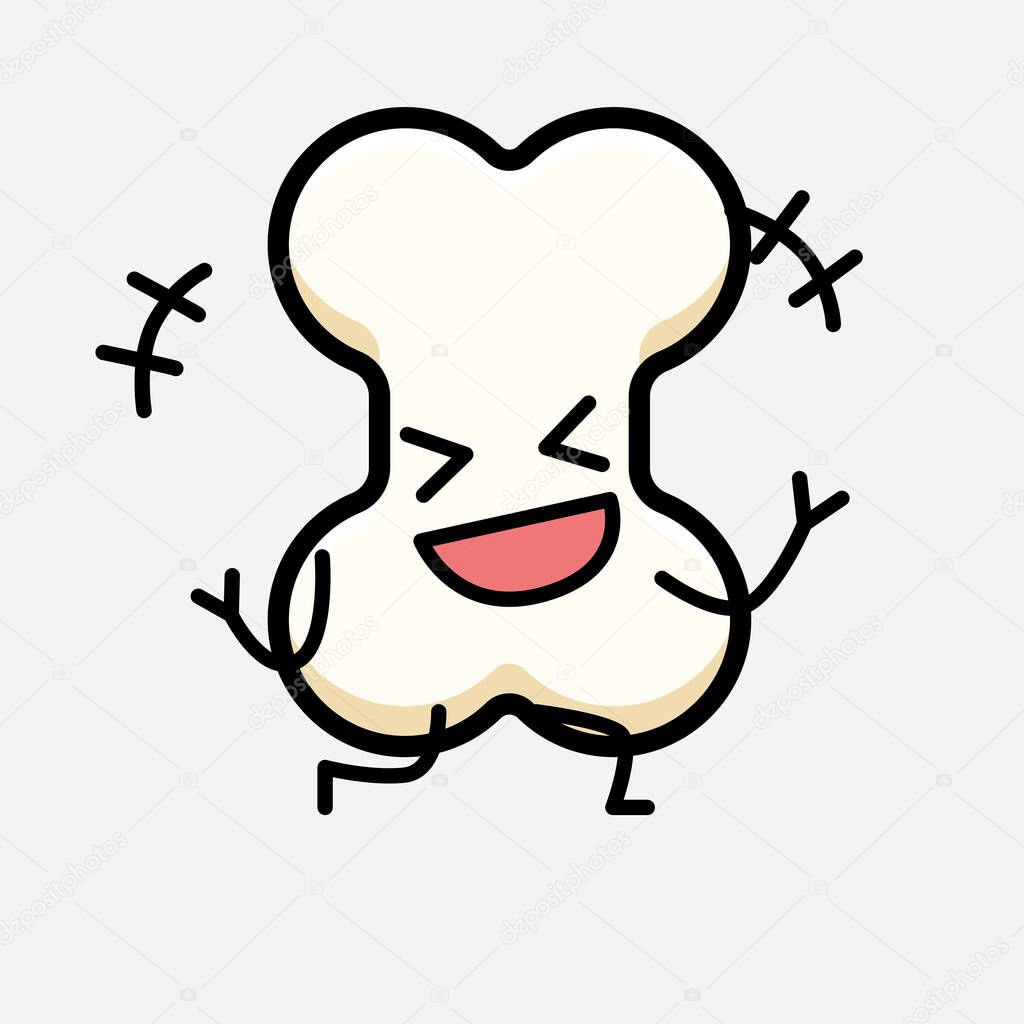 Vector Illustration of Bone Character with cute face and simple body line drawing on isolated background