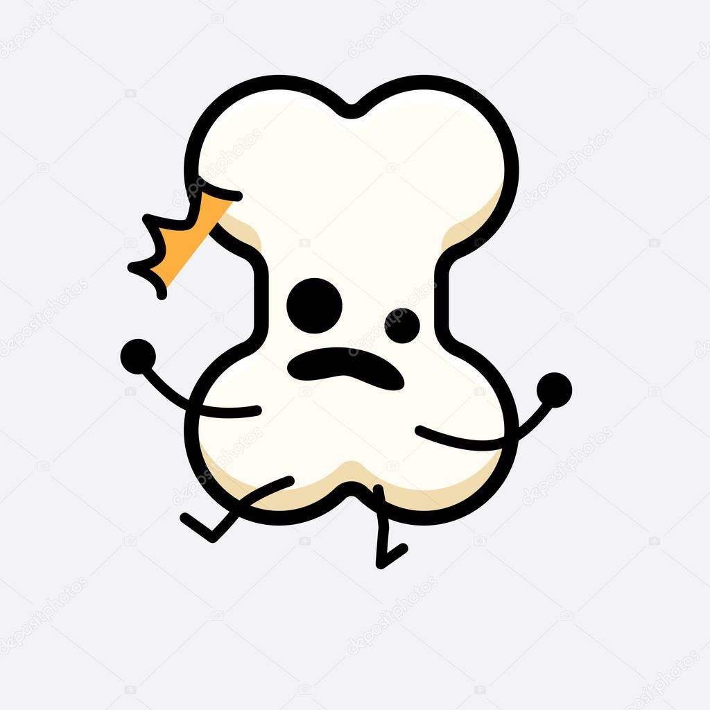 Vector Illustration of Bone Character with cute face and simple body line drawing on isolated background