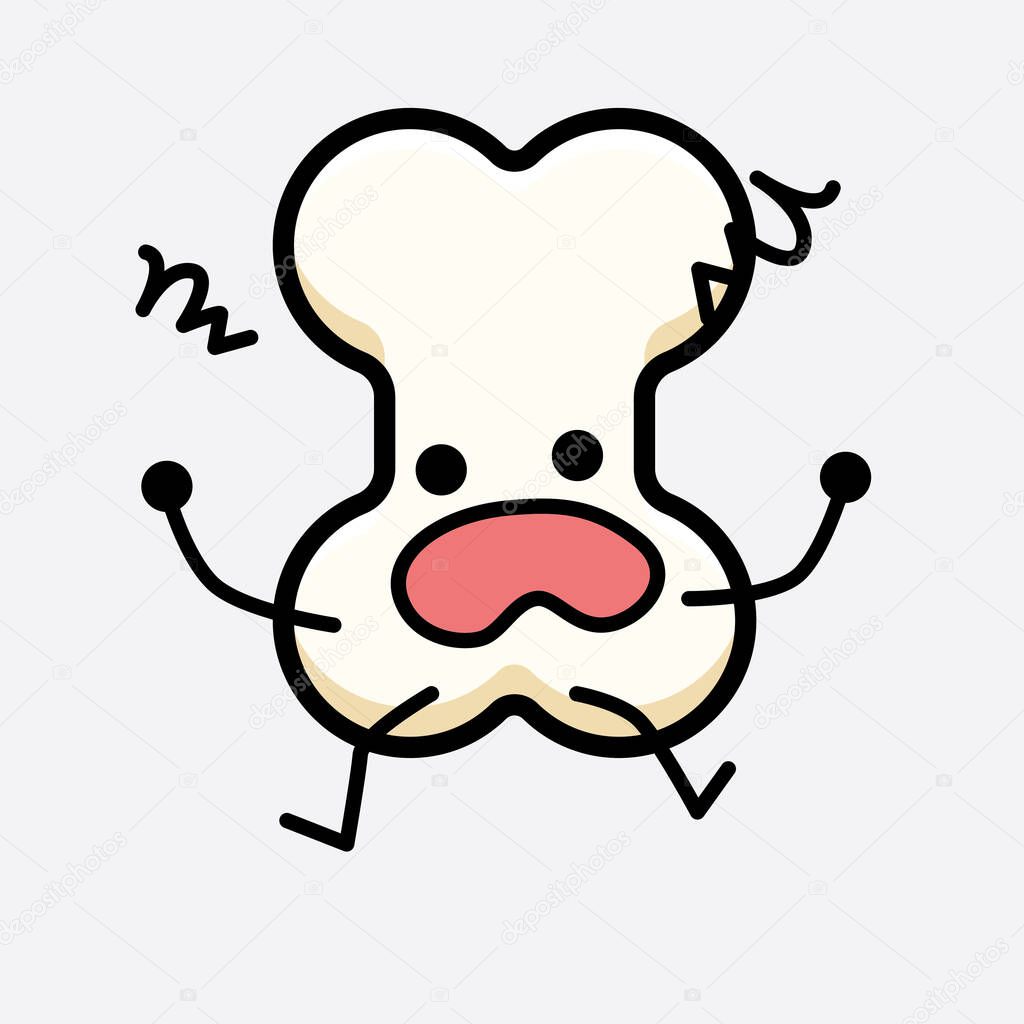 Vector Illustration of Bone Character with cute face and simple body line drawing on isolated background