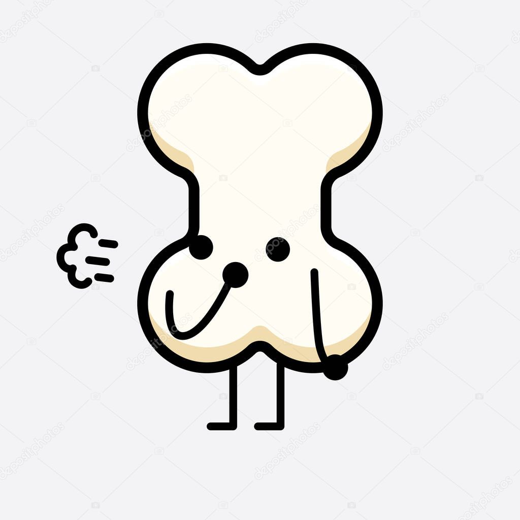 Vector Illustration of Bone Character with cute face and simple body line drawing on isolated background