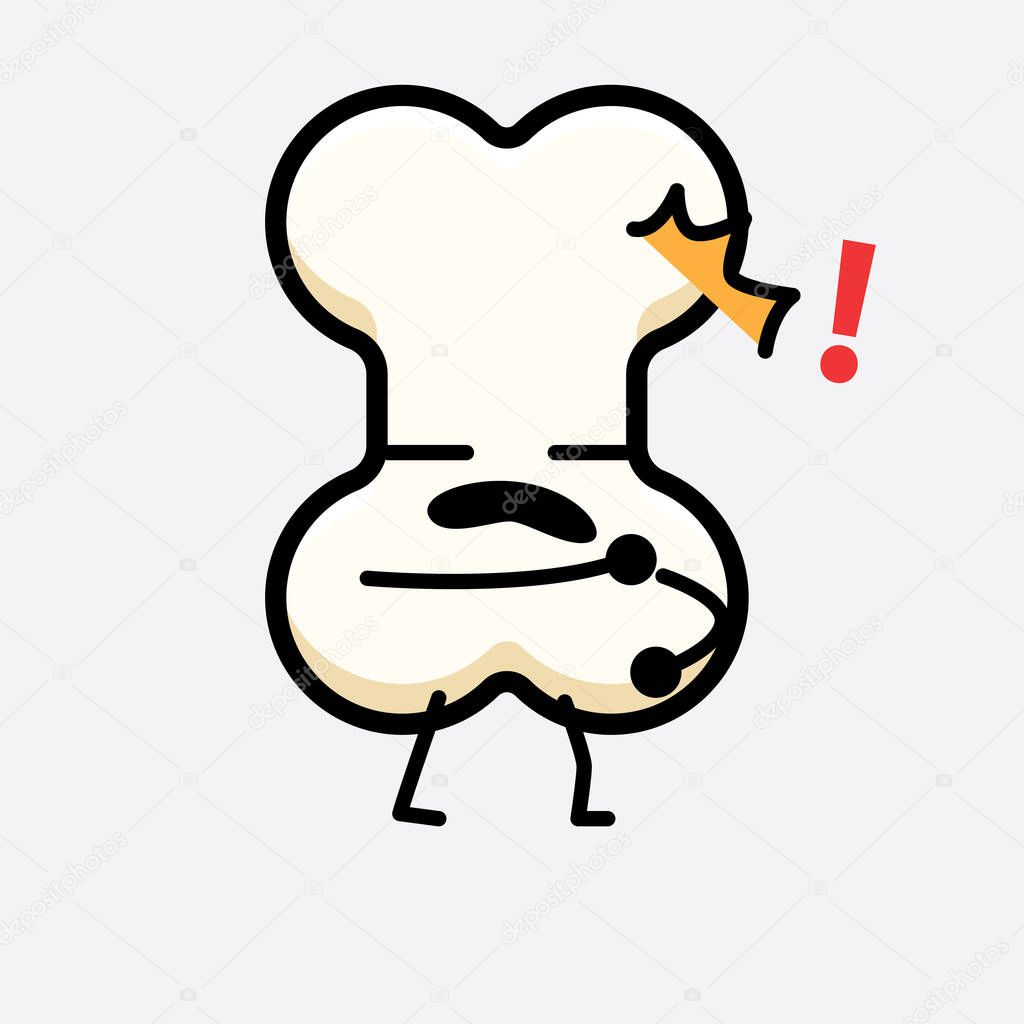 Vector Illustration of Bone Character with cute face and simple body line drawing on isolated background