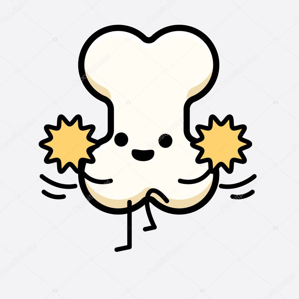 Vector Illustration of Bone Character with cute face and simple body line drawing on isolated background