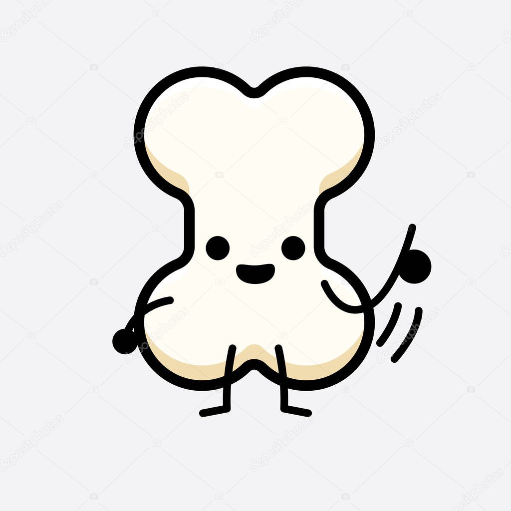 Vector Illustration of Bone Character with cute face and simple body line drawing on isolated background