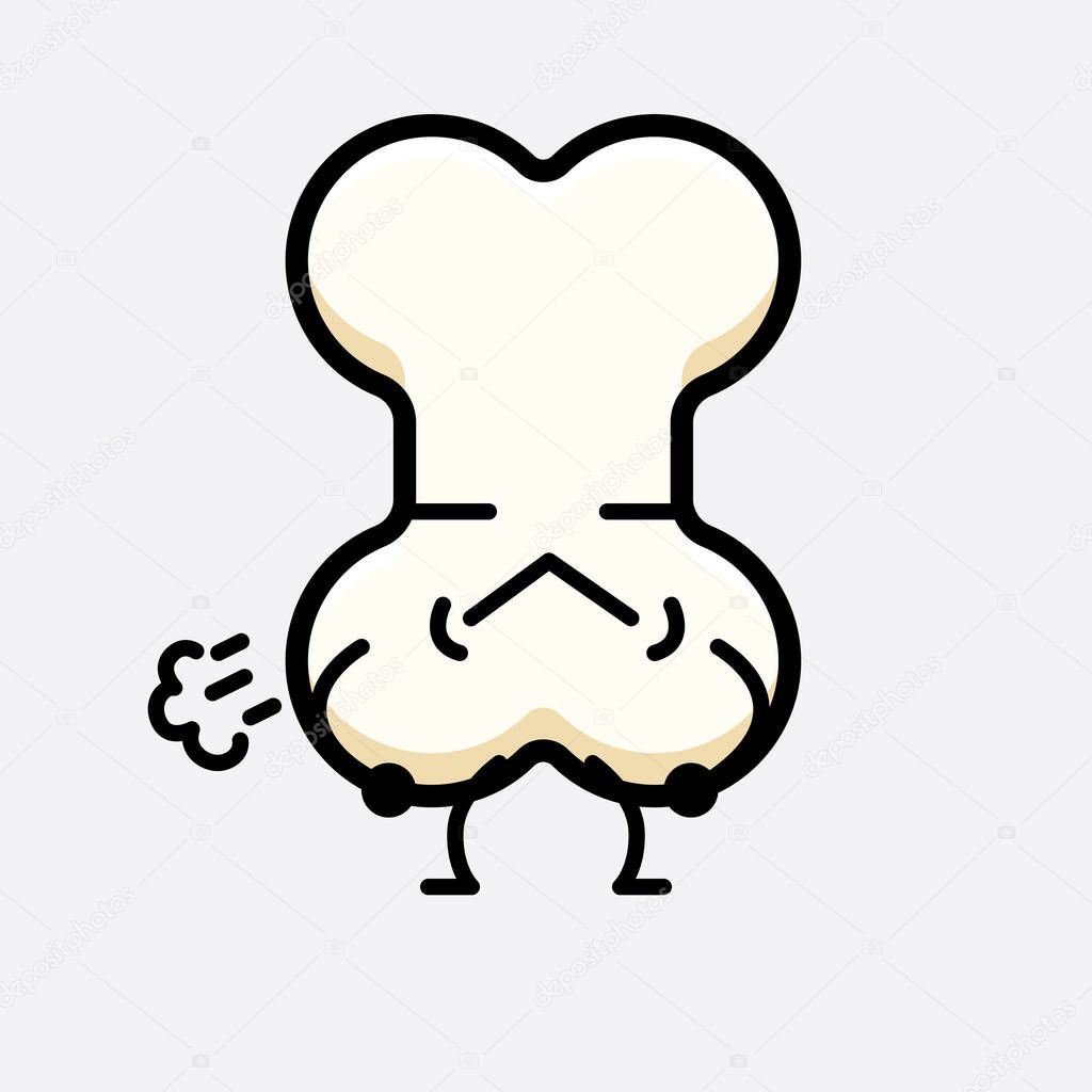 Vector Illustration of Bone Character with cute face and simple body line drawing on isolated background