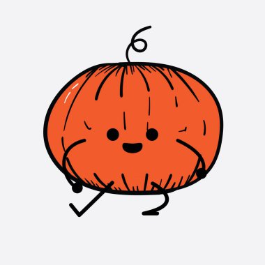 İzole edilmiş arkaplanda sevimli yüzü ve basit vücut çizgisi olan Kabak Karakterinin Vektör İllüstrasyonu